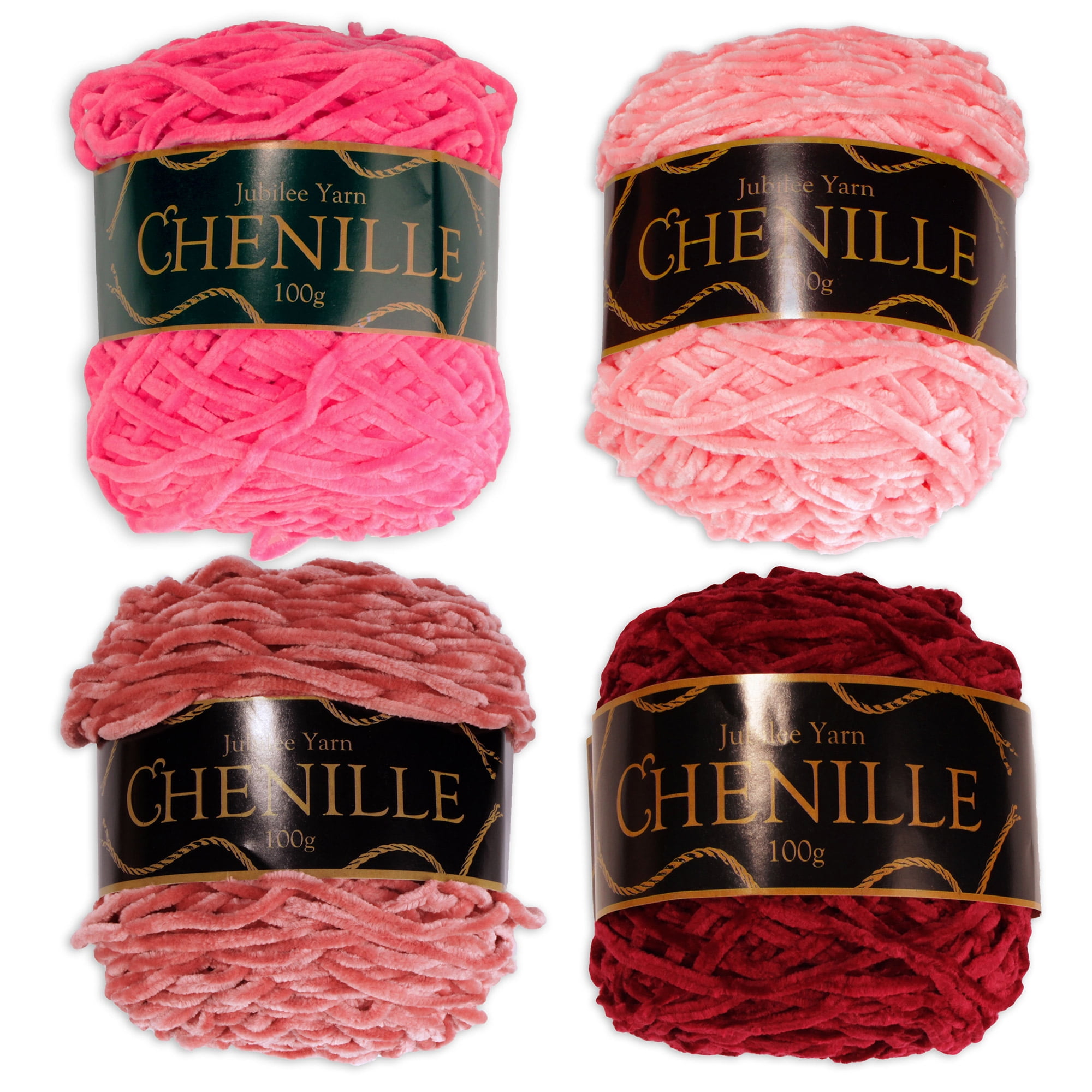 Chenille Yarn - Worsted Weight Yarn - 100g/skein - Shades of Pink - 4 Skeins