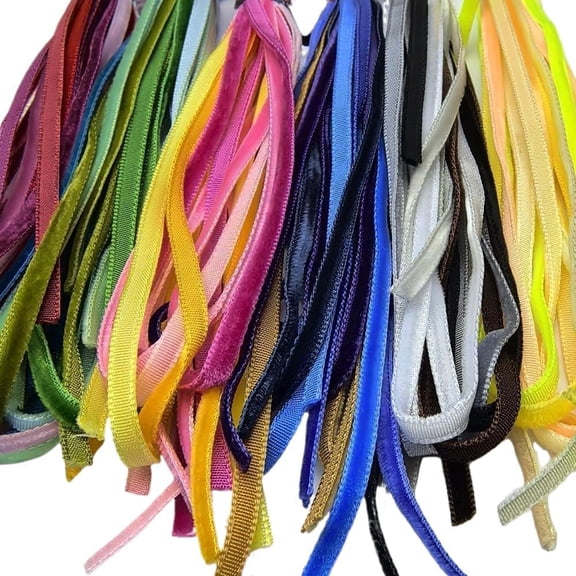 Chenkou Craft 30 Yards 1/8" (3mm) Velvet Ribbon Total Colors Assorted Lots Bulk (Multicolored, 1/8"(3mm))