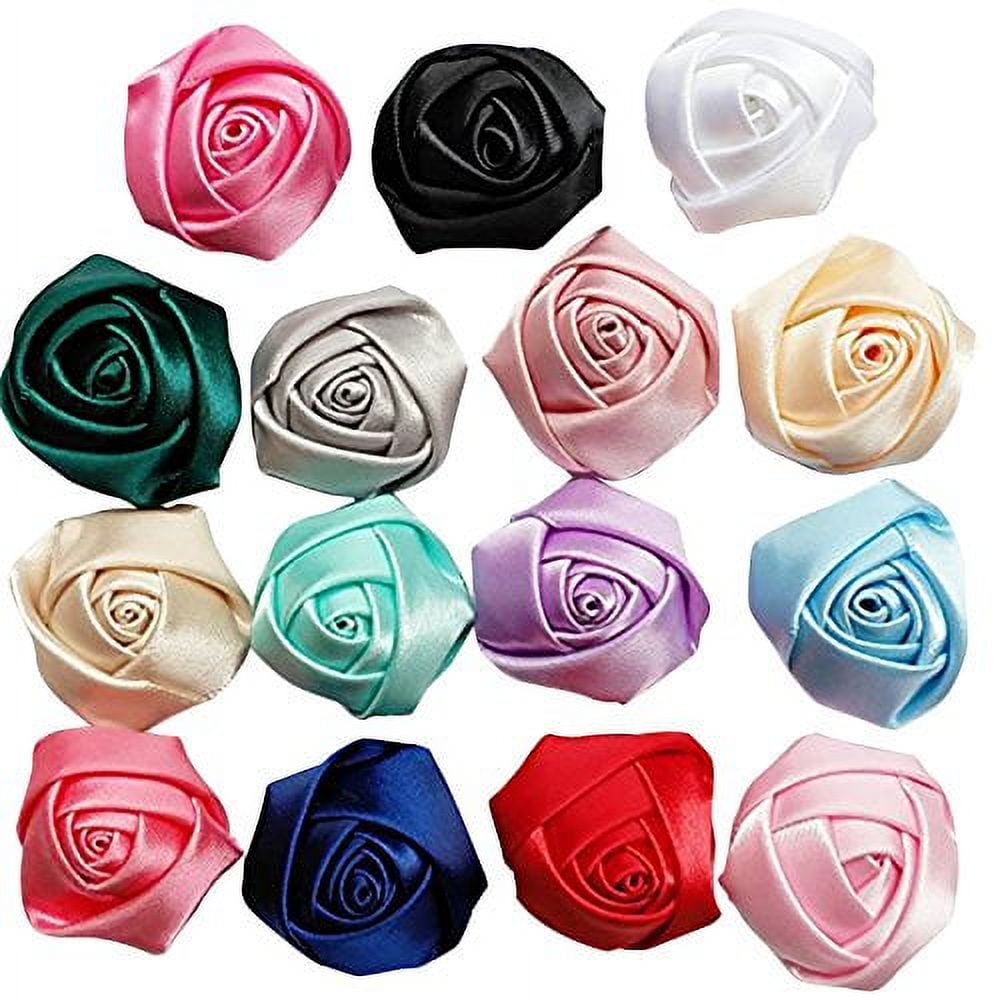Chenkou Craft 40pcs Ribbon Flowers Bows Carnation Appliques Sewing Craft  (Multi)