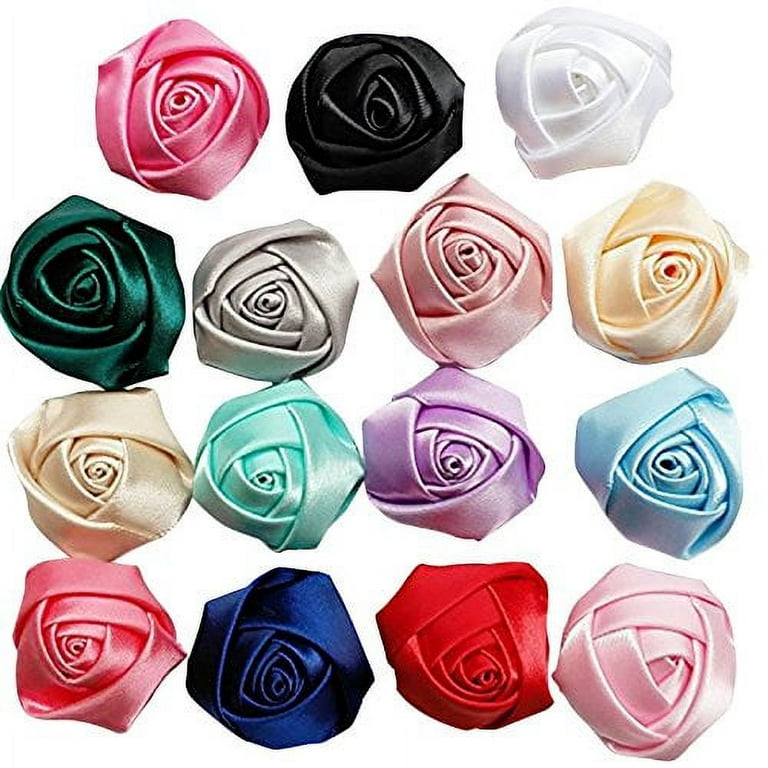 Chenkou Craft 30pcs Assorted Satin Ribbon Rose Flowers Bows Craft Mix Lots  (Ribbon Rose)