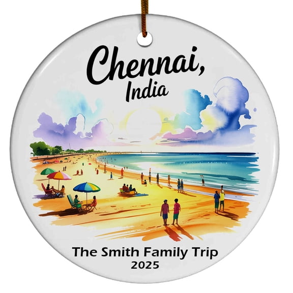 Chennai India Christmas Ornament, Collection of City Travel Souvenirs for Family and Friends, Christmas Tree Ornament City Travel, Trips of The Year, Christmas Ornament 2025