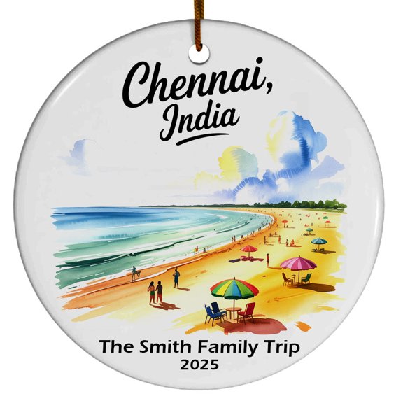 Chennai India Christmas Ornament, Collection of City Travel Souvenirs for Family and Friends, Christmas Tree Ornament City Travel, Trips of The Year, Christmas Ornament 2025
