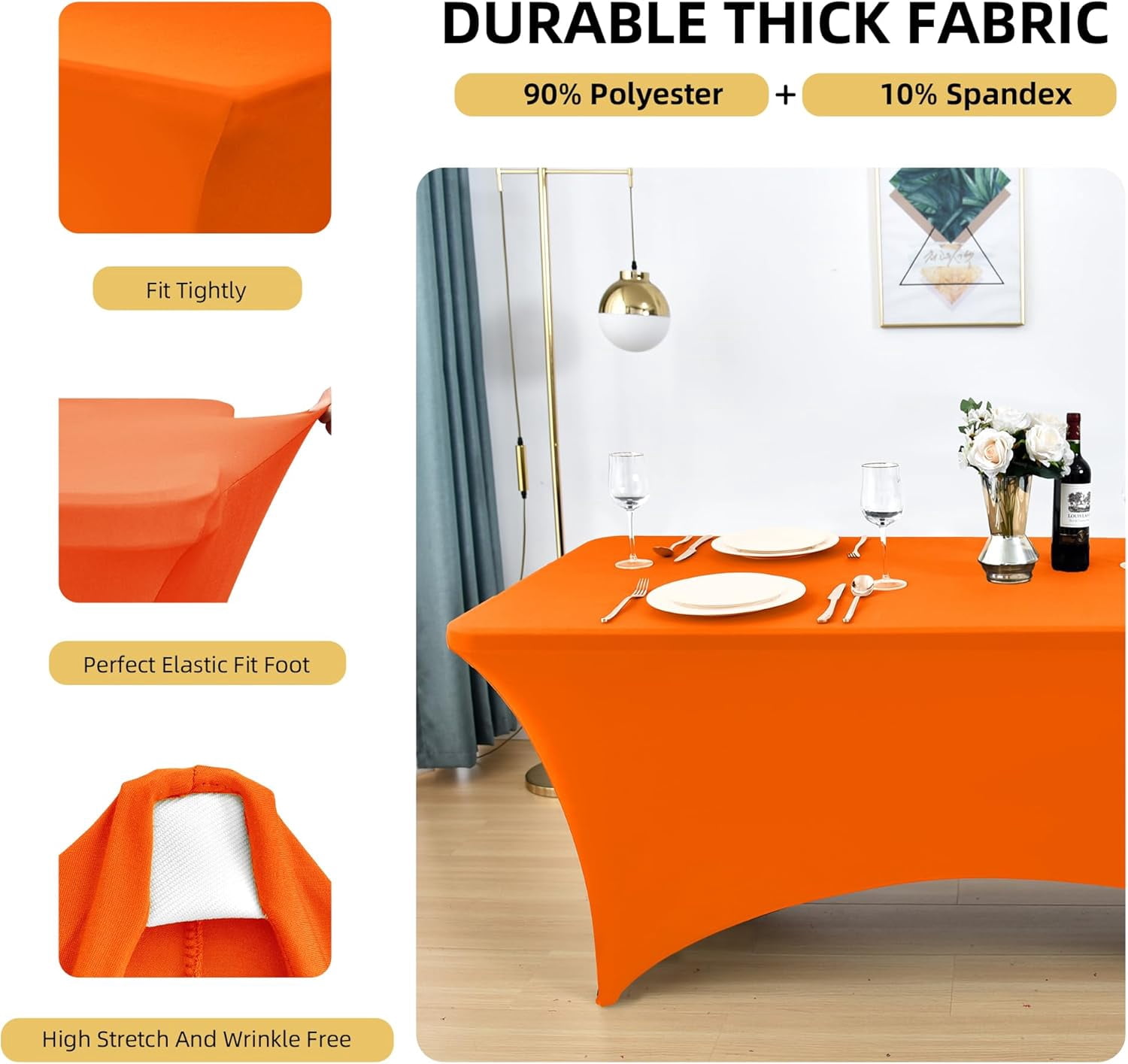 Stretchable Table Chenran-2-Pack 4ft Spandex Table Covers for Rectangular Folding Tables ...