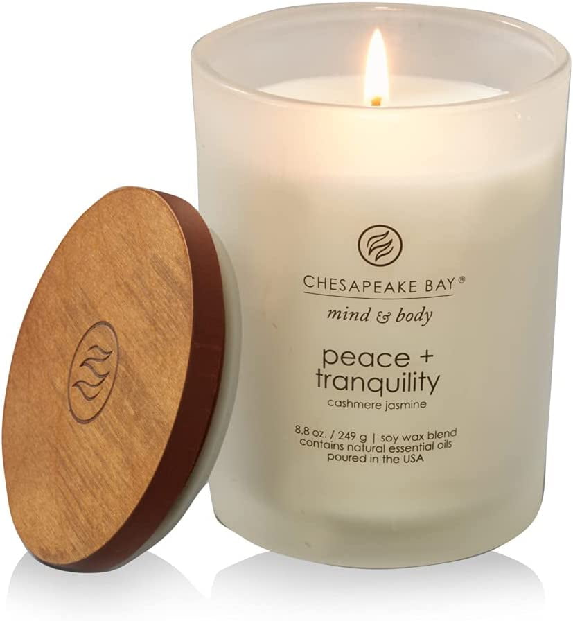 Chenran-Chesapeake Bay Medium Jar Candles Duo - Peace + Tranquility (Cashmere Jasmine) and Serenity + Calm (Lavender Thyme), Home Decor
