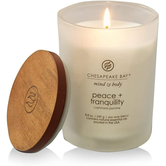 Chenran-Chesapeake Bay Medium Jar Candles Duo - Peace + Tranquility (Cashmere Jasmine) and Serenity + Calm (Lavender Thyme), Home Decor