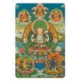 thumbnail image 1 of Chenrezig (Four Armed Avalokiteshvara) Deity - Vintage Tibetan Thangka Buddhist Painting c.1800s - 8 x 12 inch Vintage Metal Tin Sign, 1 of 4