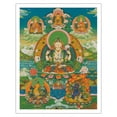 thumbnail image 1 of Chenrezig (Four Armed Avalokiteshvara) Deity - Vintage Tibetan Thangka Buddhist Painting c.1800s - Fine Art Matte Paper Print (Unframed) 11x14in, 1 of 4