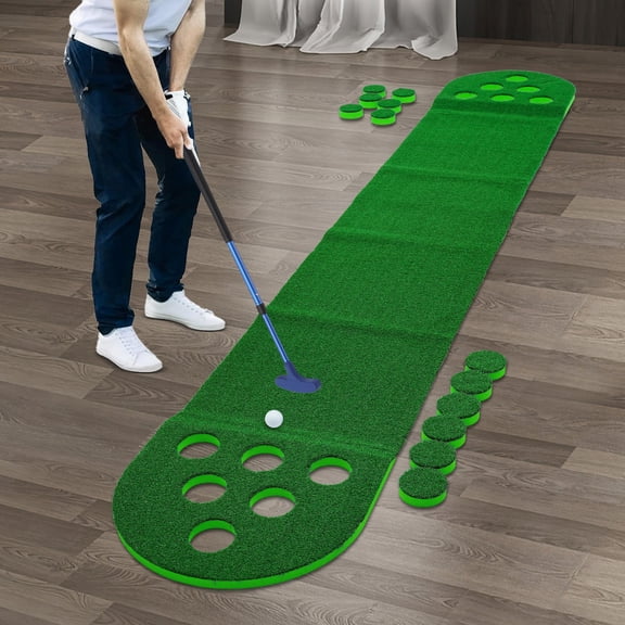Chenruili, 1 PCS Mini Golf Course, Putter Golf Pong, Golf Putting Mat, Green, Floor Mount, Suitable for Both Indoor and Outdoor Play, Adjustable Clubs