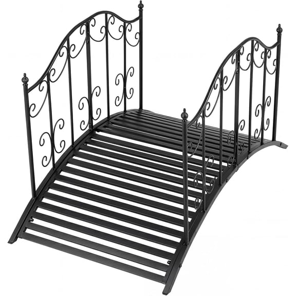 Chenshuoo 4 FT Metal Garden Bridge, 330 lbs Capacity Outdoor Landscape Bridges with Powder-Coated Finish & Scrollwork Rails, Decorative Bridge for Backyard, Lawn, Garden Pathway, Easy Assembly