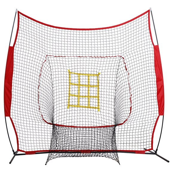 Chenshuoo 7x7ft Baseball Softball Practice Net, Portable Baseball Training Net w/Carrying Bag, Strike Zone Target for Batting Catching Pitching Hitting, for All Skill Levels