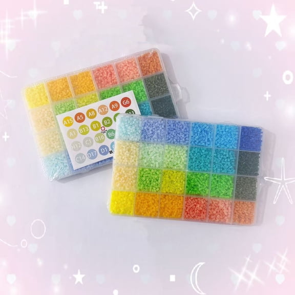 Chenweizhi 2 Pack Multicolor Fuse Beads Handmade DIY Puzzle Craft Toy Portable Plastic Bead , 7.48 x 5.12 x 0.59 InchesCreative Handicraft Making Supplies, Fun Art DIY Craft Beautiful Snap Beans