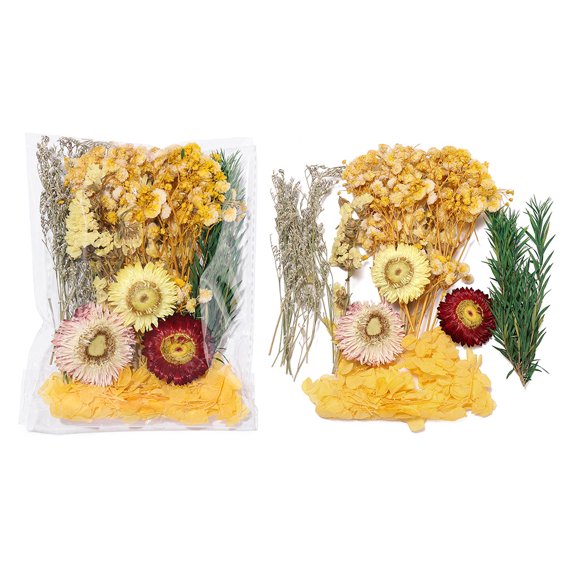 Chenweizhi 3 Sets yellow Dried Flower DIY Kit, Natural Dry Flower Pack for Photo Frame Stickers & Floating Art Craft, 5.526.3 Inches Handmade DIY Decoration Making Supplie