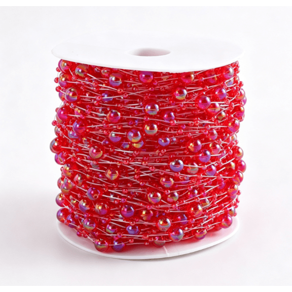 Chenweizhi Decoration DIY Beaded Garland, Transparent Deep red Starry Bead String, 787.4 Inch Acrylic Connected Bead Chain for Handmade Jewelry Making & Home Party Decor, A total of 3 items