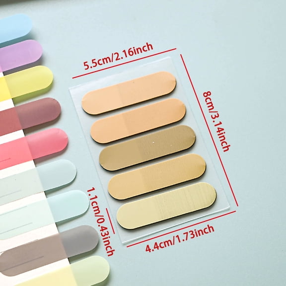 Chenweizhi Decoration SelfAdhesive Note Pads, Tea white Sticky Memo Tags, Removable PET Sticky Notes, 3.15*1.97 Inch Reusable Writing Marking Stickers, 600 Sheets Strong Adhesive Notepads