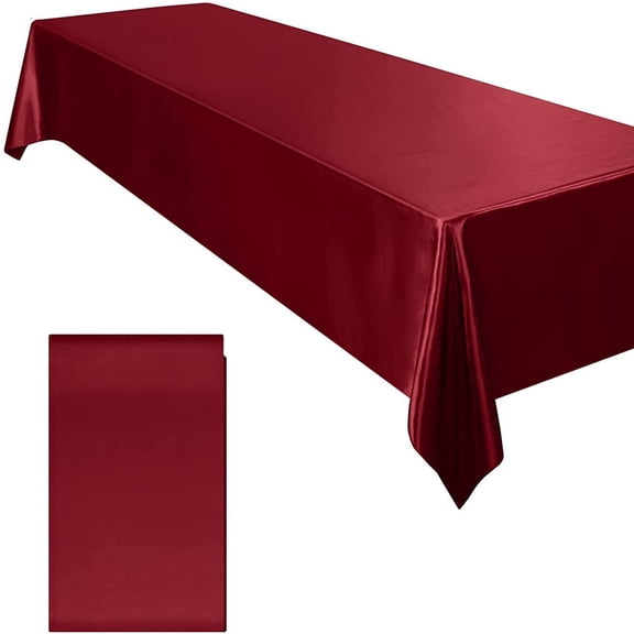 Chenweizhi Deep wine red Decorative Tablecloth, Polyester Rectangle Table Cover for Wedding Banquet, Party Dining Table Decor, WrinkleResistant Reusable Table Overlay, 55.12 x 102.36 Inch, 1 Pack,