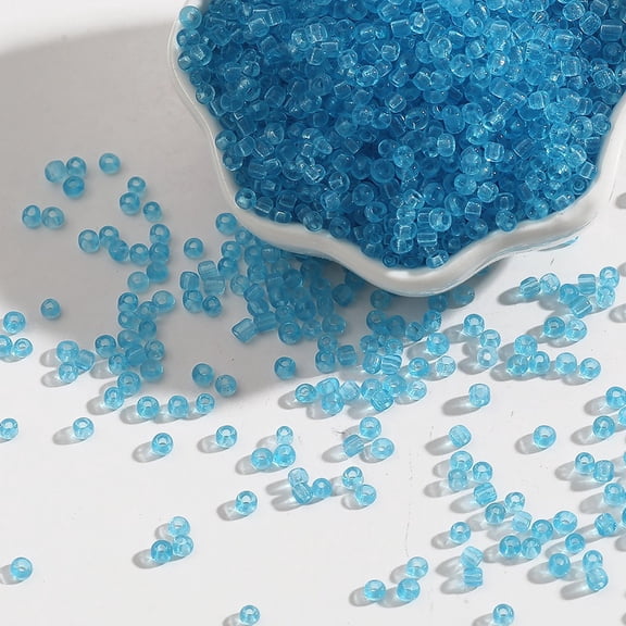 Chenweizhi Lake blue Glass Loose Beads 0.08 Inch 10 Packs 10000Pcs Bulk Beading Accessories Handmade DIY Supplies Mini Spacer Beads for Hairpin Hair Stick Jewelry Making Decor crystal-clear