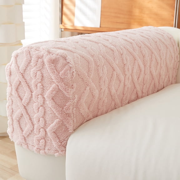 Chenweizhi Pink Stretch Sofa Side Cover Soft Plush Non-Slip Elastic Arm Pad Washable Furniture Protector Slipcover for Couch Recliner Armrest 2 Pack Home Decoration7.87 x 18.11 Inches
