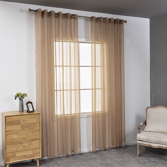 Chenweizhi Solid Color Sheer Curtain, Coffee color Sheer Window Curtain for Living Room Bedroom, 39.37 x 78.74 Inches Transparent Voile Curtain Panel, Light Filtering Sheer 1 Piece Decoration