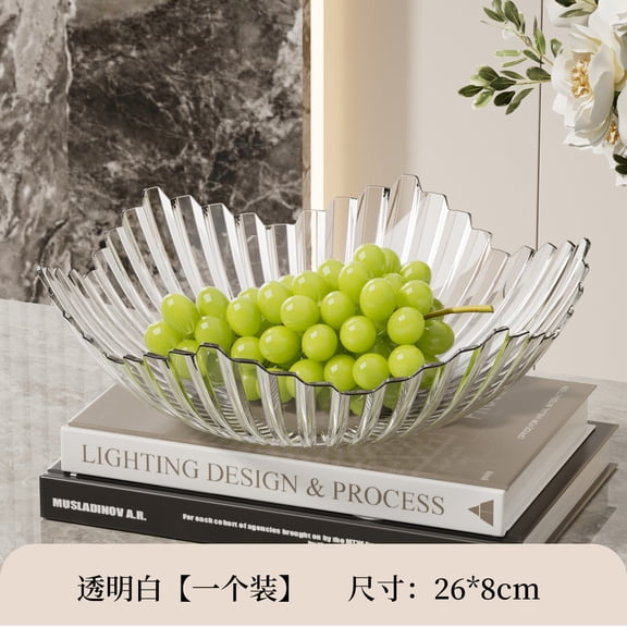 Chenweizhi Transparent Striped Fruit Tray, Snack Storage Plate Candy Serving Dish 10.24 x 3.15 Inches Single Pack, Lightweight Plastic Decorative Platter for Fruits, Nuts, Snacks,
