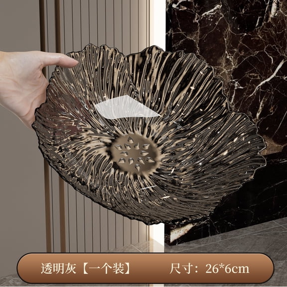 Chenweizhi Transparent black Flower-shaped fruit tray, Snack Storage Plate Candy Serving Dish 10.24 x 3.15 Inches Single Pack, Lightweight Plastic Decorative Platter for Fruits, Nuts, Snacks,