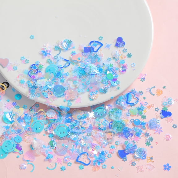 Chenweizhi blue Resin Sequins 30 packs DIY Phone Case Supplies Flatback Cream Glue Sequins Mini Plastic Decorative Resin Charms for Slime Scrapbooking Handmade Craft Decor Accessories