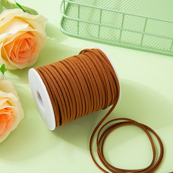 Chenweizhi brown Rope, 2 Pack 2.683.073.07 Inch Soft Faux Leather Cord, DIY Craft String for Cake Box Packaging, Hanging Tag, Flower Bouquet Wrapping and Handmade Decoration