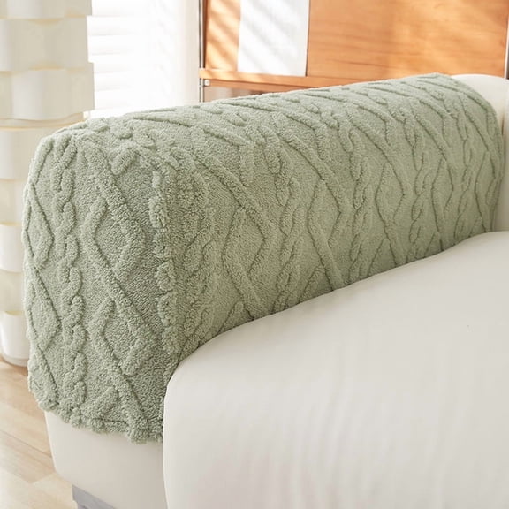 Chenweizhi green Stretch Sofa Side Cover Soft Plush Non-Slip Elastic Arm Pad Washable Furniture Protector Slipcover for Couch Recliner Armrest 2 Pack Home Decoration7.87 x 18.11 Inches