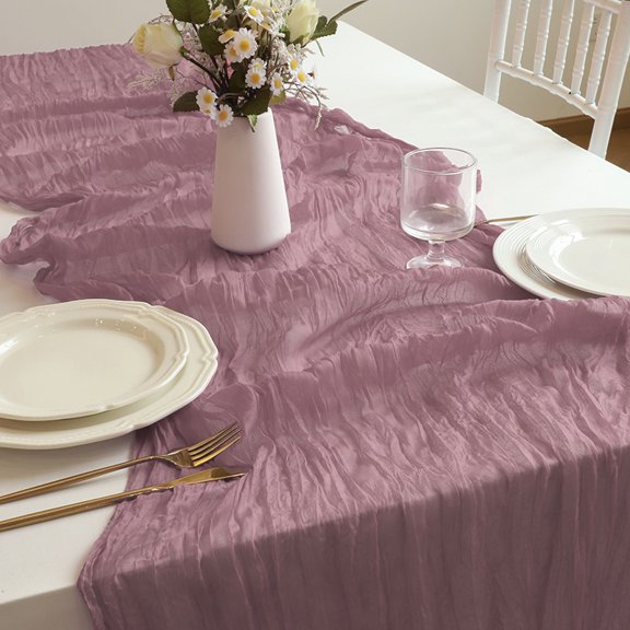 Chenweizhi taro purple Ruched Tablecloth 35.4370.87 Inches 1 Pack Polyester Twisted Texture Decorative Table Cover, Washable Lightweight Table Linen for Farmhouse Dining, Wedding & Home Table
