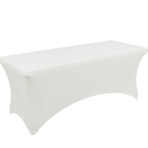 Chenweizhi white Rectangular Table Cover, Full Wrap Elastic Fitted Dining Table Cloth, Stretch Spandex Polyester Table Protector, 95.67*29.92 Inch, 1Pack Decorative Table Slipcover