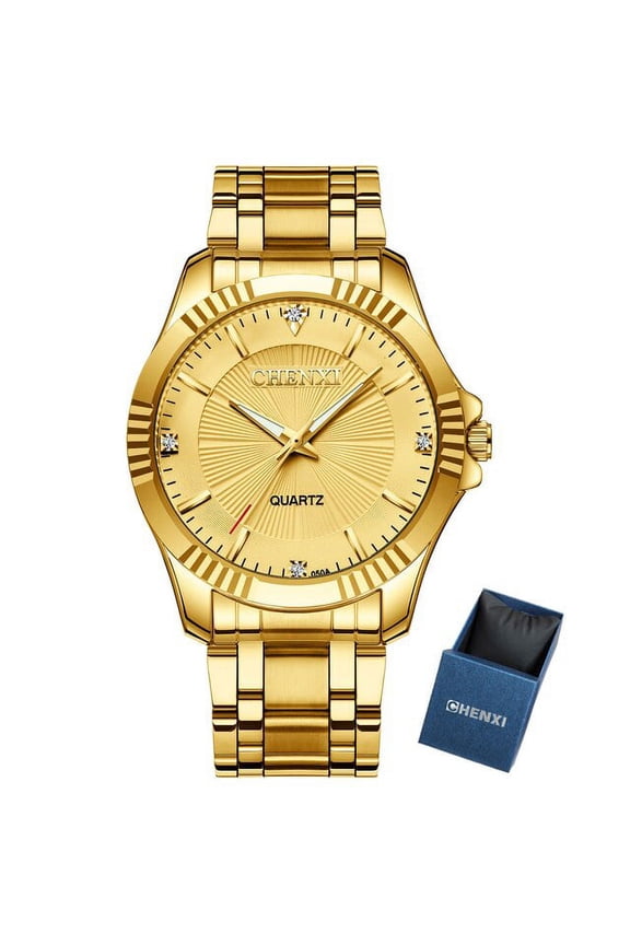 Gold Watch Men Luxury Business Man Watch Golden Waterproof Fashion Casual Quartz Male Dress Clock Gift Wristwatch - Quartz Wristwatches
