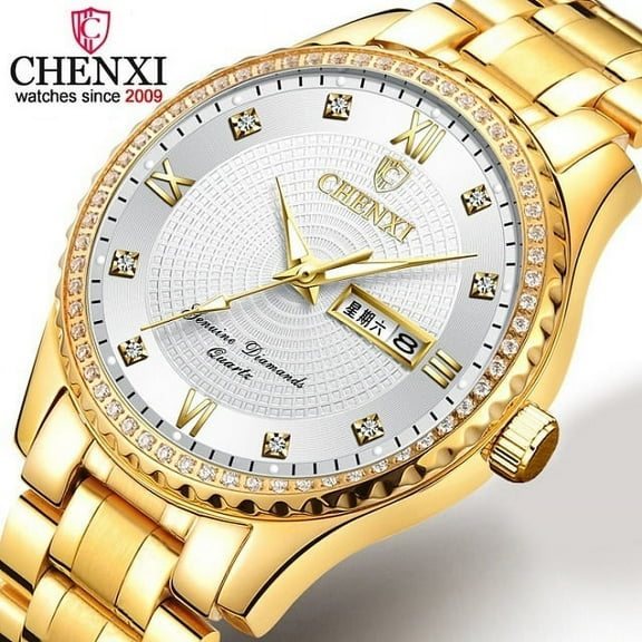 Chenxi Golden Quartz Watch Men Top Luxury Wristwatch Waterproof Golden Male Wrist Watch Man Full Steel Clock Relogio Masculino - Quartz Wristwatches