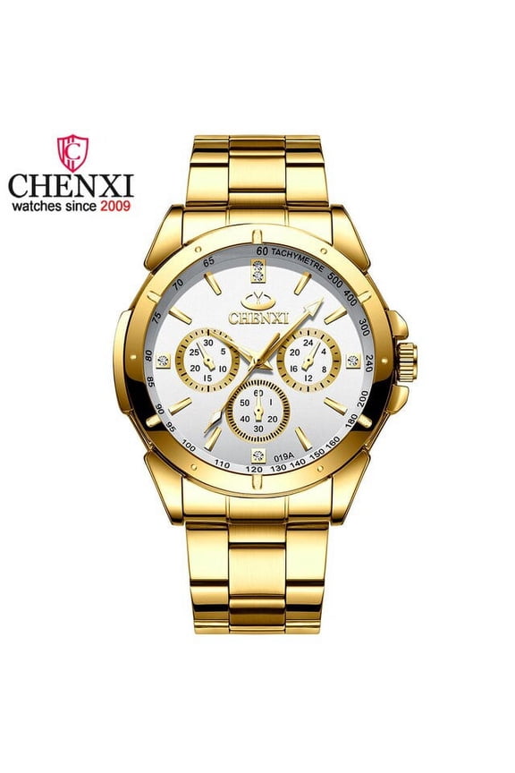 New Luxury Golden Dial Mens Watches Fashion Men Quartz Watch Stainless Steel Business Waterproof Clock Man Wrist Watches - Quartz Wristwatches