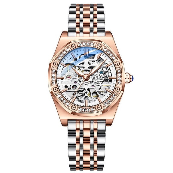 Chenxi New Women Automatic Mechanical Watch Luxury Brand Elegant Ladies Clock Rose Gold Stainless Steel Waterproof Wristwatches - Mechanical Wristwatches
