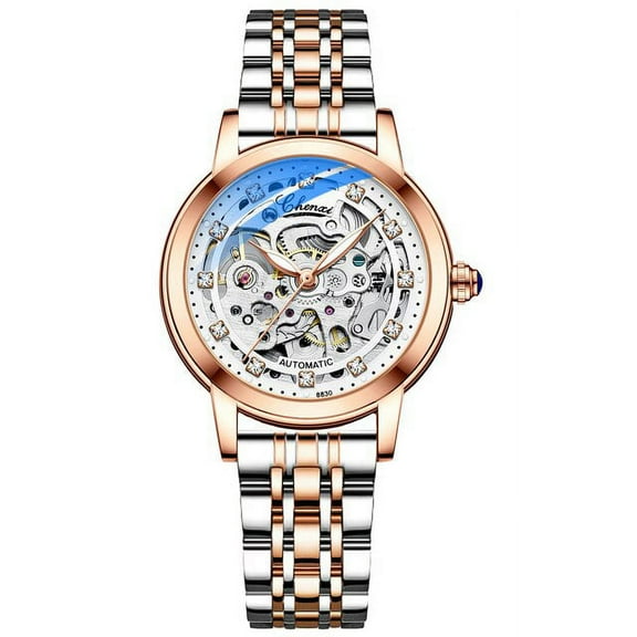 Chenxi Women Automatic Mechanical Watch Top Brand Luxury Stainless Steel Waterproof Wrist Watch Ladies Skeleton Tourbillon Clock - Mechanical Wristwatches