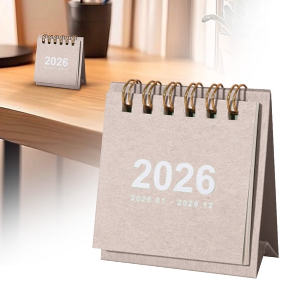 ChenyGod Mini Desk Calendar 2026, 12 Months Standing Flip Monthly Desktop Calendar, Jan 2026 to Dec 2026, Small Desk Calendar for Home Office School, Thick Paper, Twin-Wire Binding, 2.6" x 3", Gray