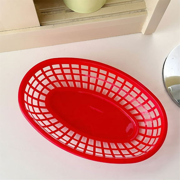 ChenyGod Red Oval Hollow Drain Basket , Kitchen Plastic Vegetable Washing Basket Double Layer Fruit Plate Vegetable Basket Multifunctional Storage Basket, 1*Fruit Basket