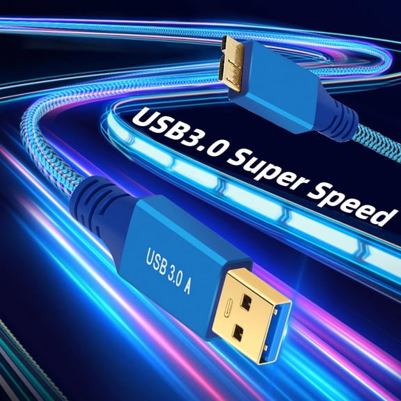 Chenyang 0.6M USB 3.0 Type-A Male to USB3.0 Micro-B Male Cable Extension Blue Sleeve 5Gbps for Disk SSD Camera Data