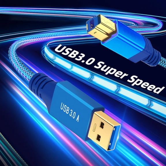 Chenyang 0.6M USB 3.0 Type-A Male to USB3.0 Type-B Male Cable Extension Blue 5Gbps for Disk SSD Camera Data