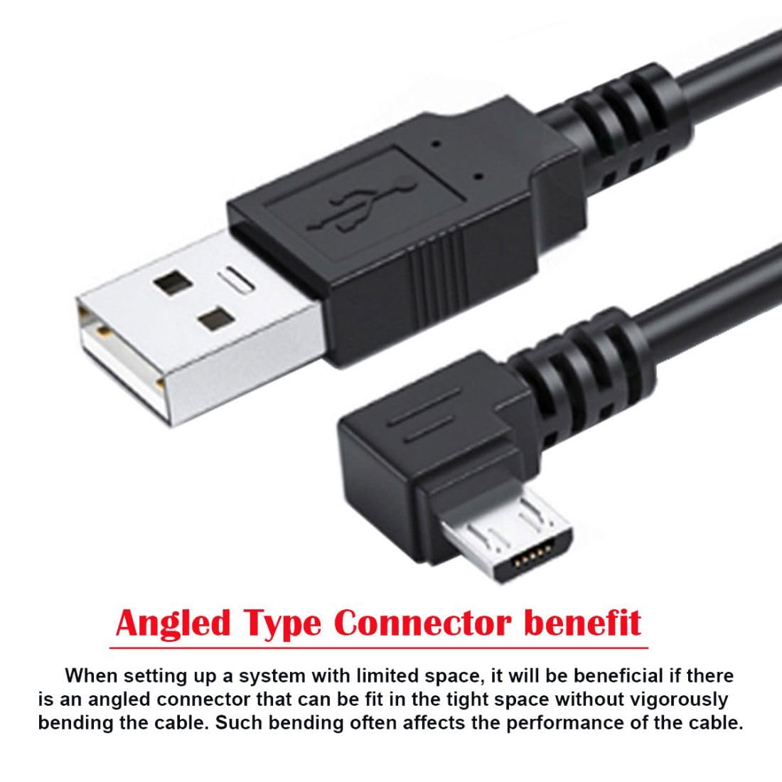 Chenyang 1.0M Left Angled 90 Degree Micro USB 5Pin to USB 2.0 Data ...