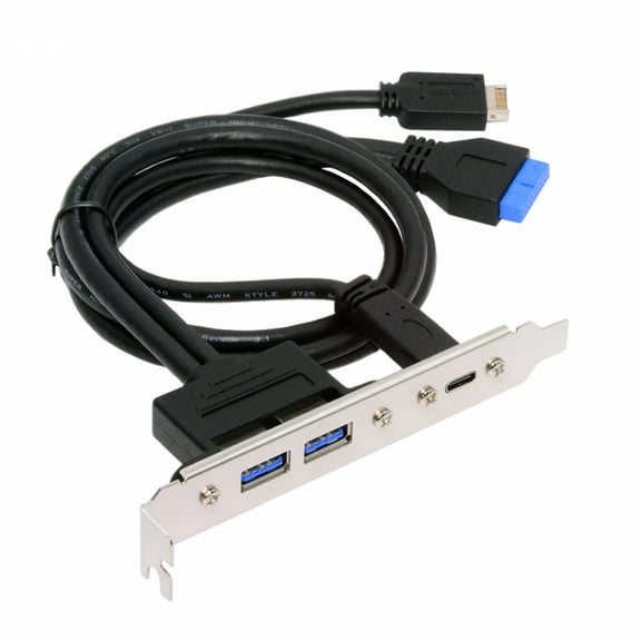 Chenyang 10Gbps USB3.0 Motherboard 19/20Pin & Type-E to USB-C Type-C & USB 3.0 Dual Ports Female PCI-E Back Panel 5Gbps Cable