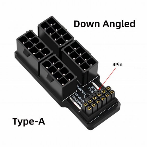 Chenyang 12VHPWR ATX3.0 PCI-E 5.0 Power Modular Adapter to Four ATX 8P Down Angled 90 Degree for 4080 5090TI 16Pin 12+4P Graphics Card