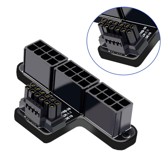 Chenyang 12VHPWR ATX3.0 PCI-E 5.0 Power Modular to Three ATX 8P Adapter for 4080 5090TI 16Pin 12+4P Graphics Card Up Angled 90 Degree