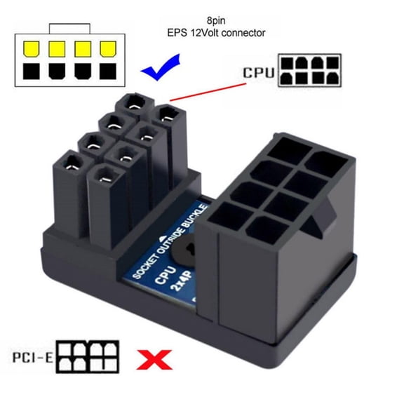 Chenyang 2pcs/lot ATX 8P EPS Male to Female 360 Degree Up Down Angled Power Header Adapter for CPU 12V