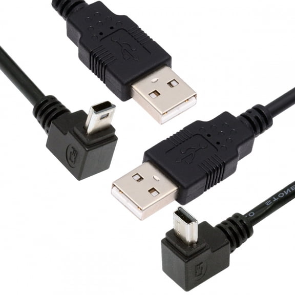 Chenyang 2pcs/lot Down & Up Angled Mini USB B Type 5pin Male 90 Degree to USB 2.0 Male Power Data Cable 50cm