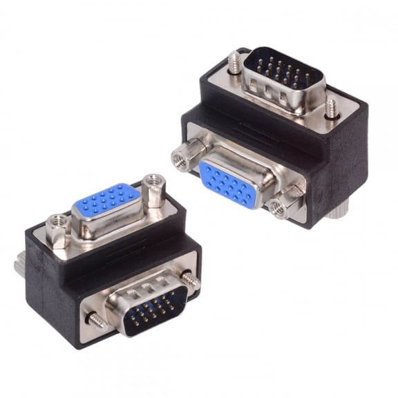 Chenyang 2pcs/lot Up & Down Angled 90 Degree VGA RGB HDB15Pin Screw Type Male to Female Nut Type Extension Adapter for Monitor Displays