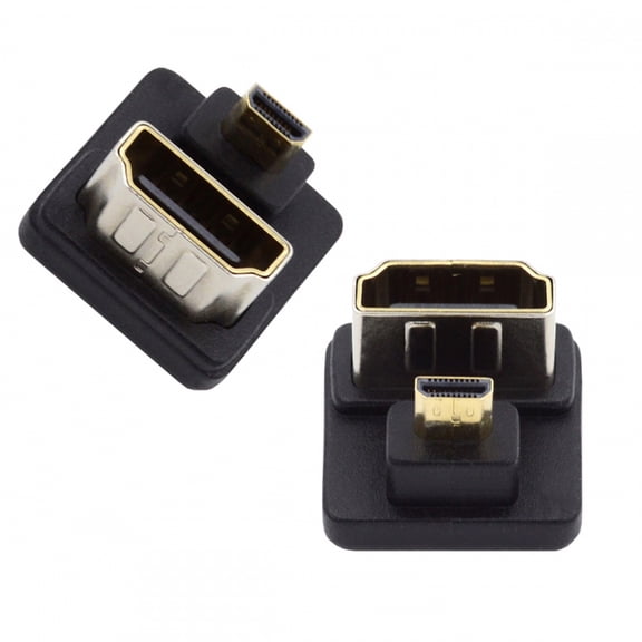 Chenyang 2pcs/lot Up & Down Micro HDMI 1.4 Male Type-D to HDMI Female Port Saver 360 Degree Opposite U Shape Back Angled Extension Adapter