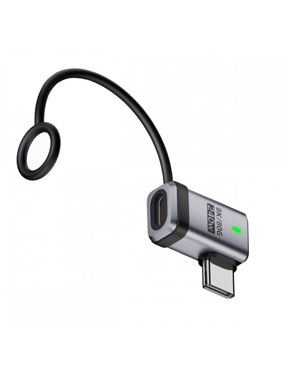 90 Degree USB5.0 80Gbps Male to Female Left Right Angled Extension Adapter with Lanyard Keychain 240W 16K 8K 5K Compatible with USB4.0 Thunderbolt3/4/5