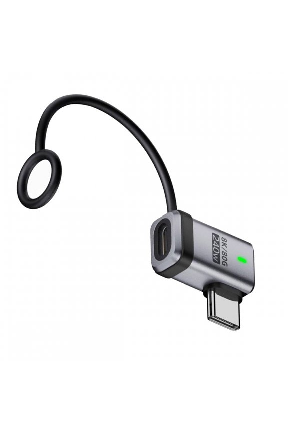 90 Degree USB5.0 80Gbps Male to Female Left Right Angled Extension Adapter with Lanyard Keychain 240W 16K 8K 5K Compatible with USB4.0 Thunderbolt3/4/5