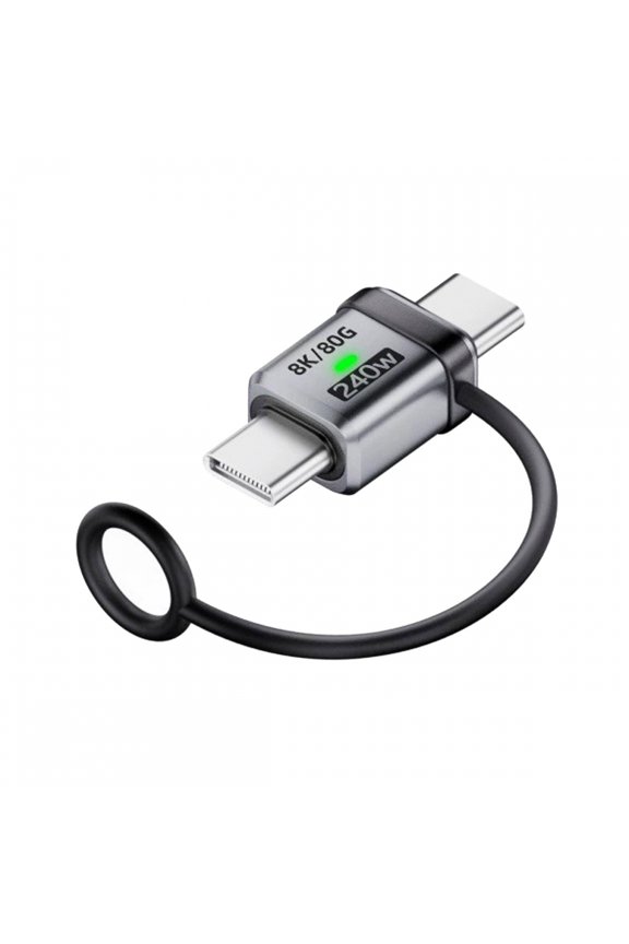 90 Degree USB5.0 80Gbps Male to Male Straight Extension Adapter with Lanyard Keychain 240W 16K 8K 5K Compatible with USB4.0 Thunderbolt3/4/5