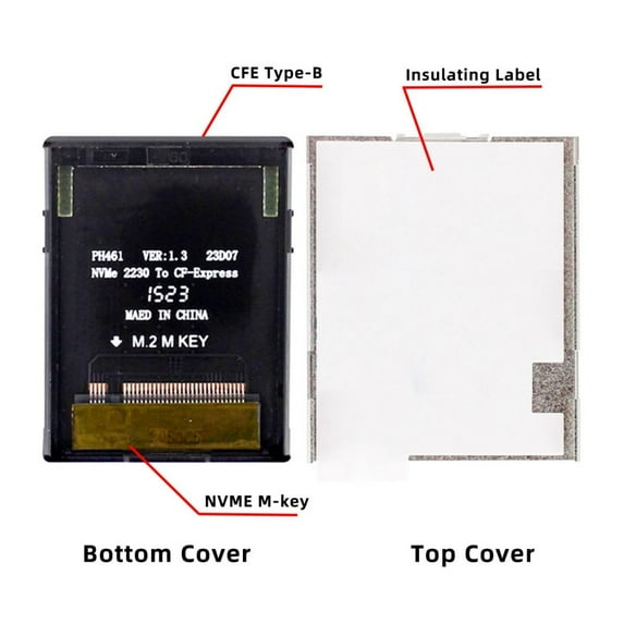 Chenyang CFexpress Type-B to NVME 2230 Memory Card Kit Case CFE CFB NGFF M-key Adapter Compatible with XS Camera 8K RAW PCIe Expansion